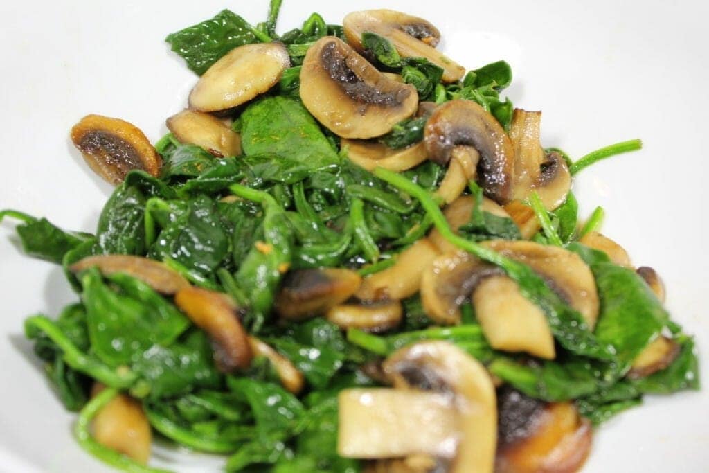 Sautéed Spinach with Caramelized Mushrooms