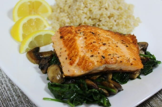 Arctic Char on a bed of spinach