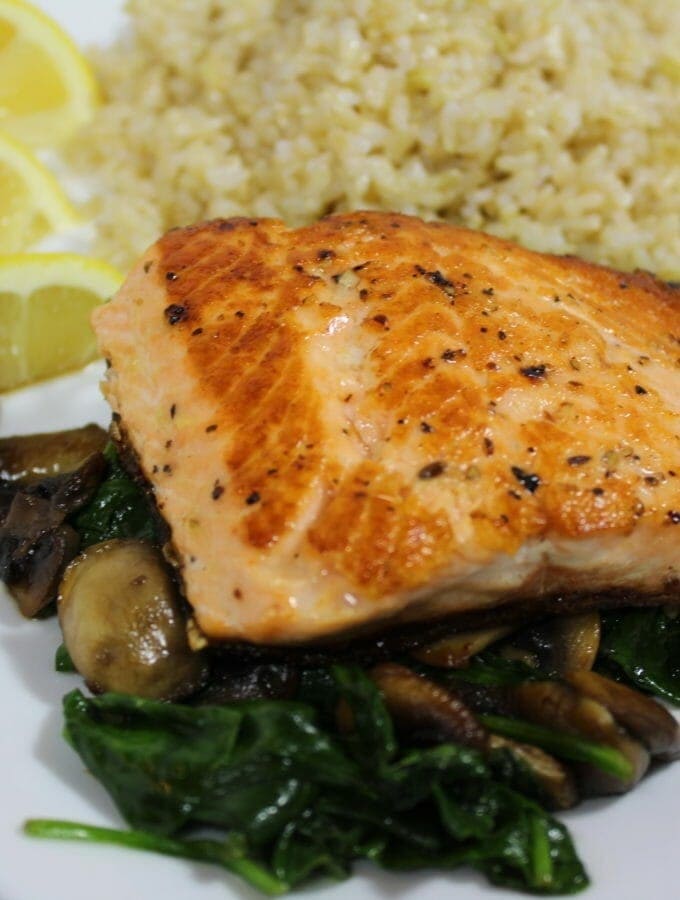 Arctic Char on a bed of spinach