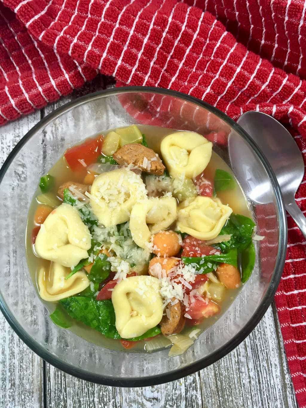Tortillini Soup with Sausage and Spinach
