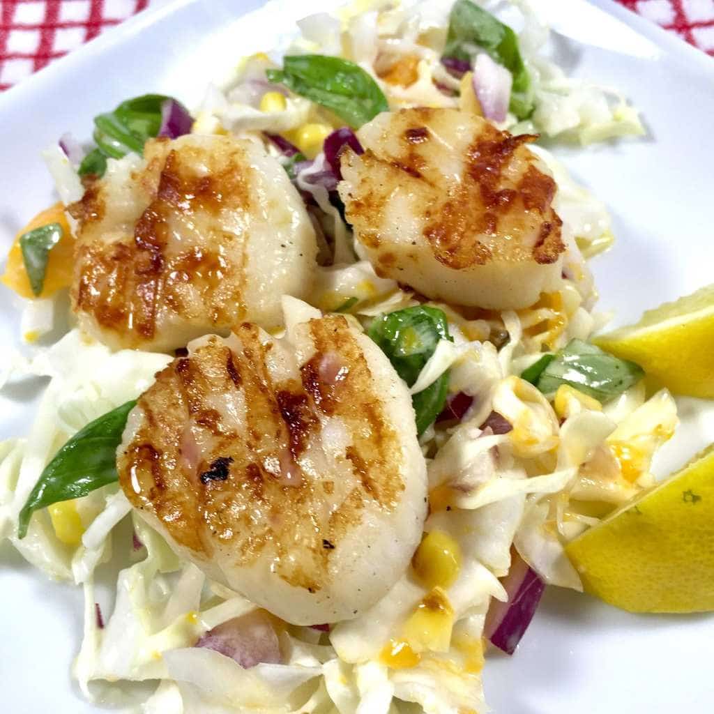 Sea Scallops with Mango Slaw