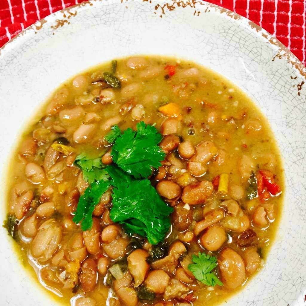 Mexican Pinto Beans in a White bowl
