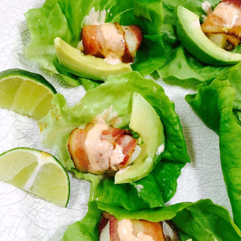 Bacon and Scallop Lettuce Wraps