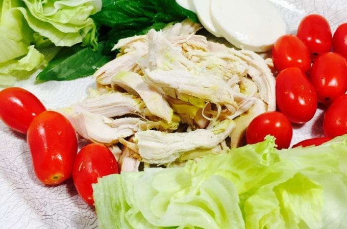 Ingredients of chicken Caprese Salad