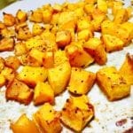 Roasted butternut squash on a sheet pan