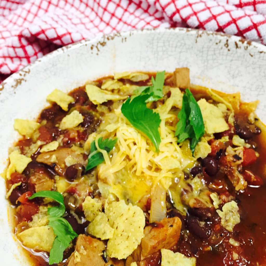 Tex Mex Chile on a white plate