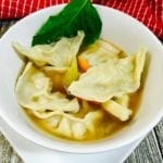 Chicken Dumpling Soup in a white bowl