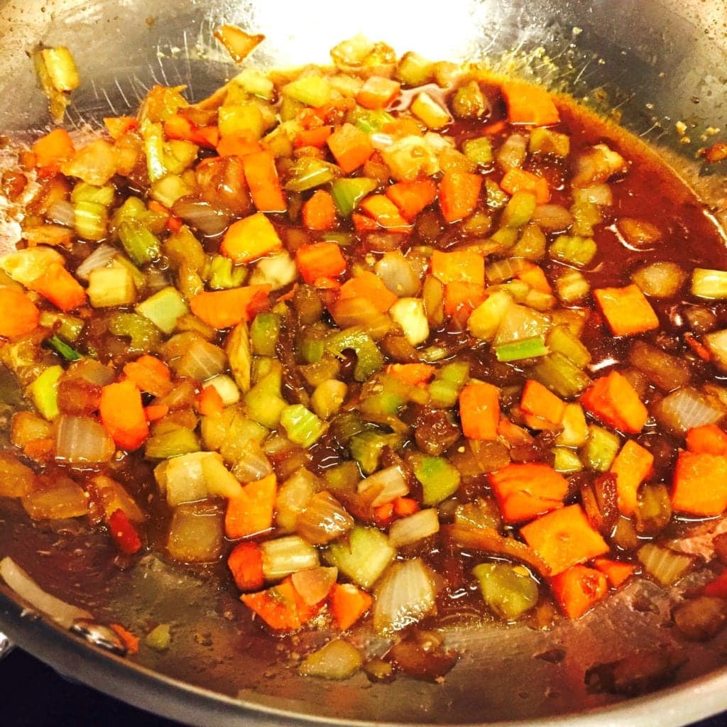 Sauteed vegetables in a pan