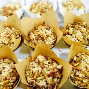 Pumpkin muffins in brown wrappers