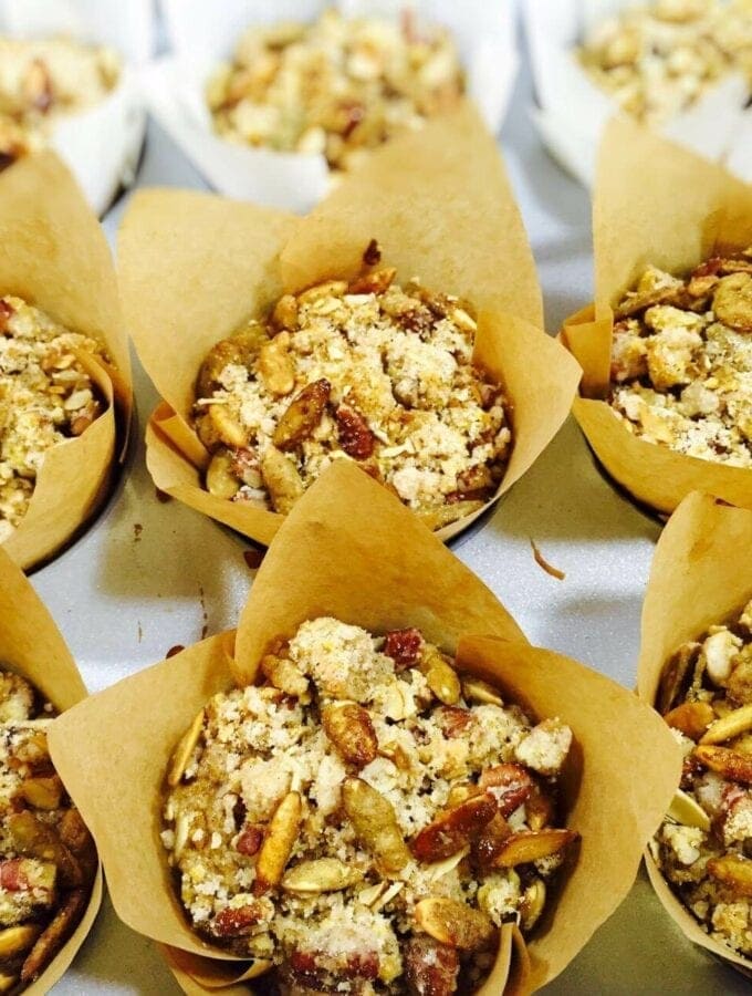 Pumpkin muffins in brown wrappers