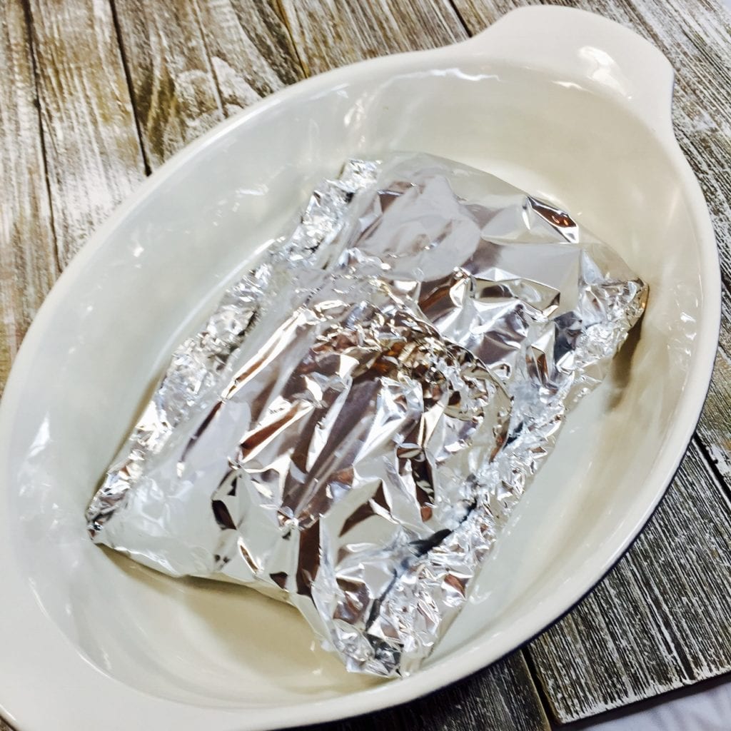 Foil packet in baking dish