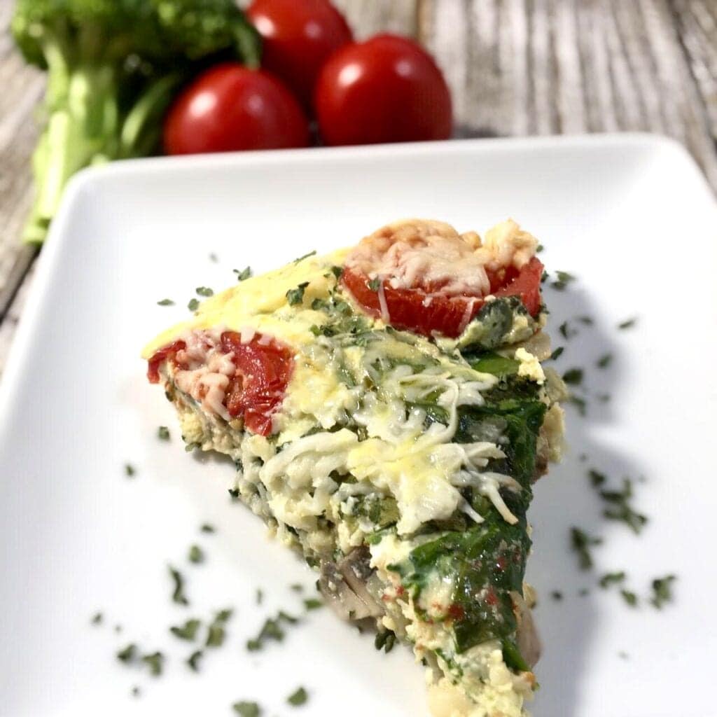 slice of frittata on a white plate
