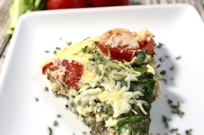 slice of frittata on a white plate