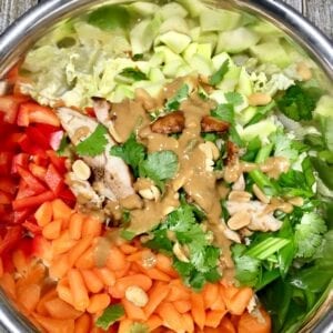 Thai Chicken Salad in a metal bowl