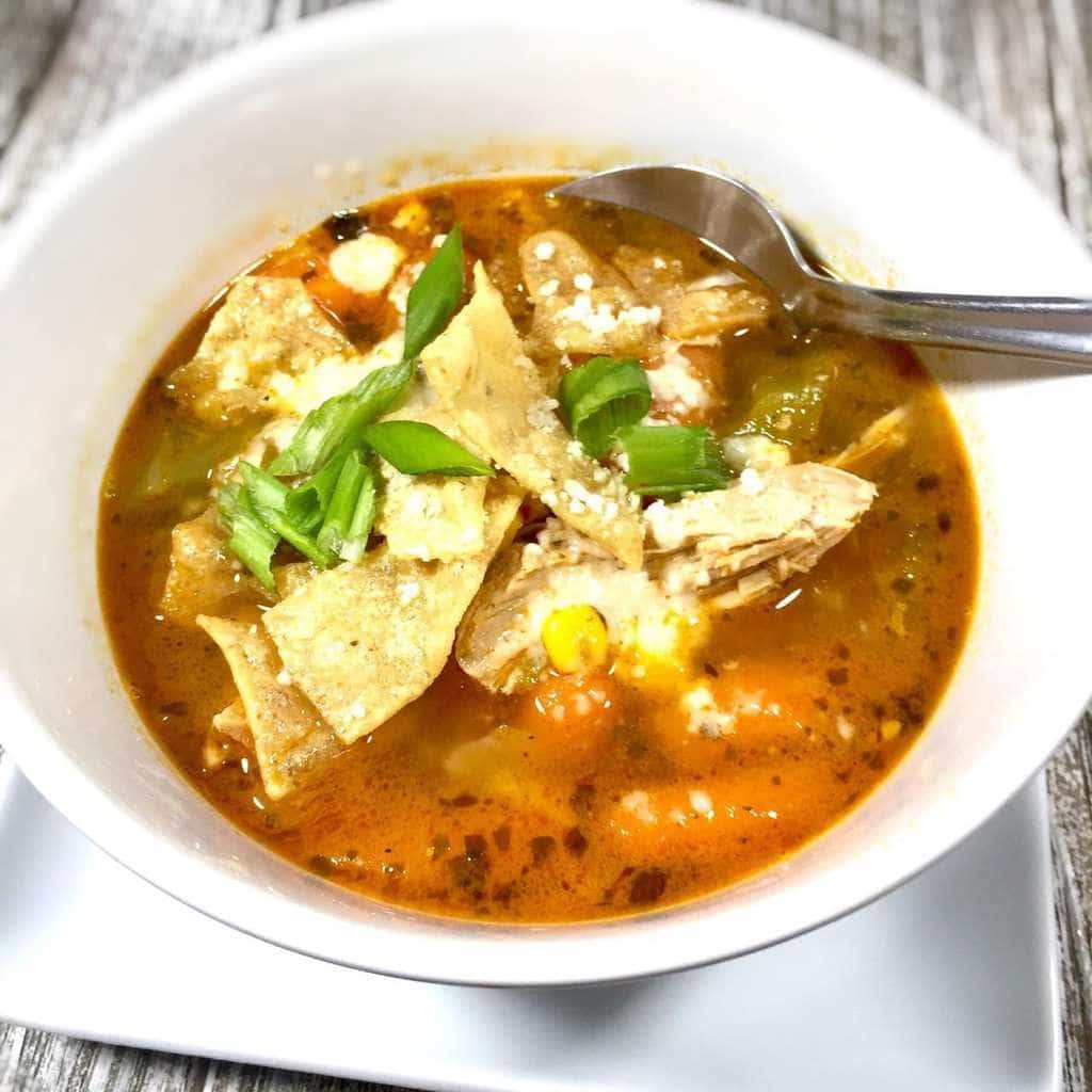 Mexican Street Corn Soup in a white bowl