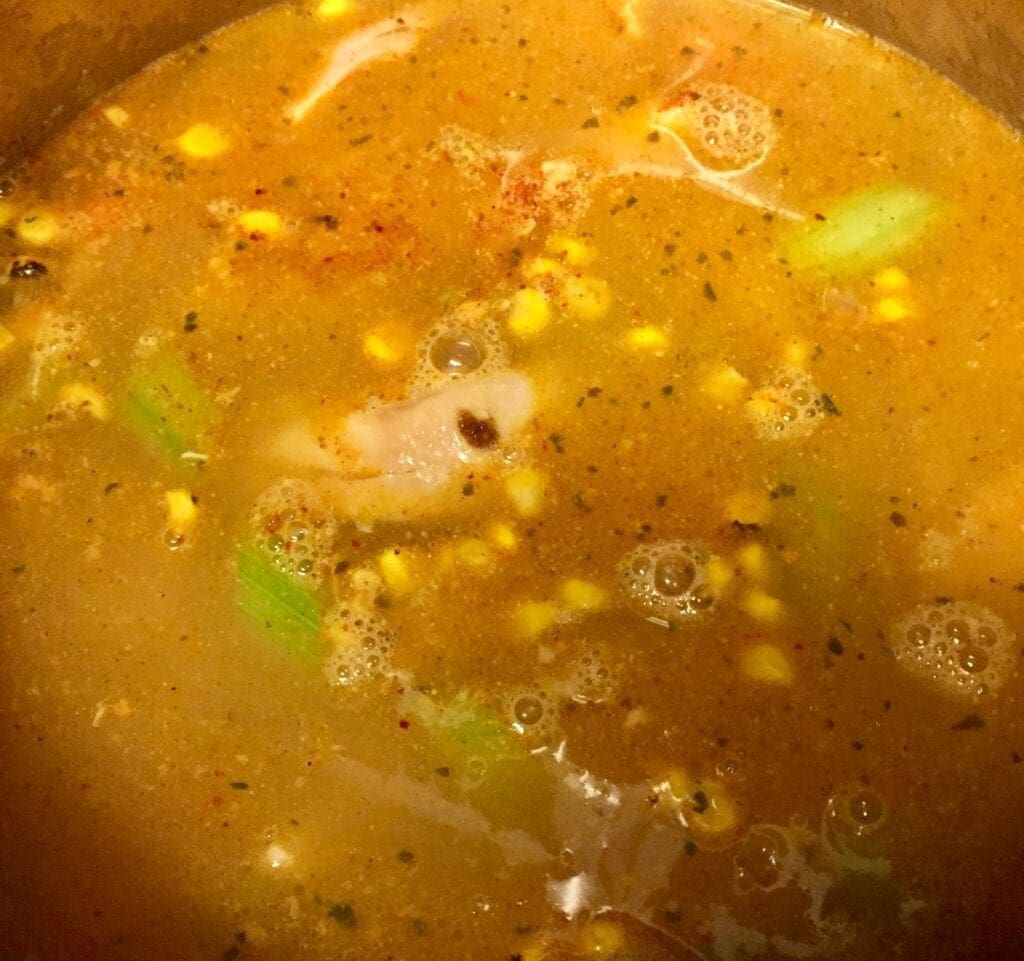 Mexican Street Cirn Soup simmering