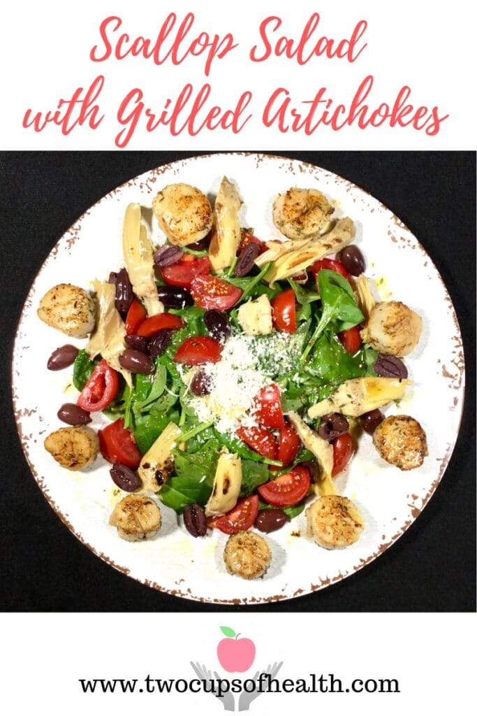 Scallop Salad with Grilled Artichokes Pinterest Pin