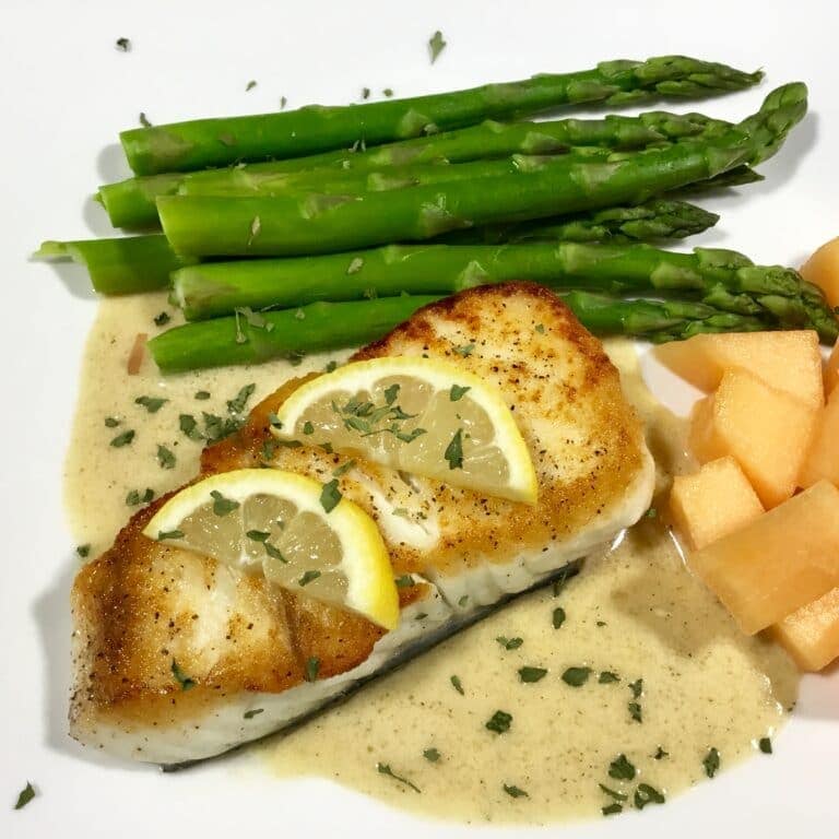 Baked Halibut with Tarragon Cream Sauce