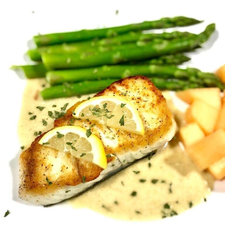 Baked Halibut with Tarragon Cream Sauce