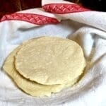 Homemade tortillas in a white towel