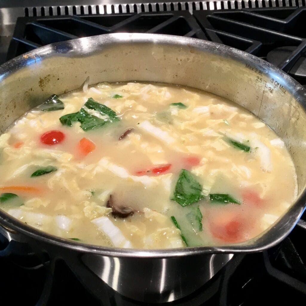 Thai Chicken Soup cooking on the stove