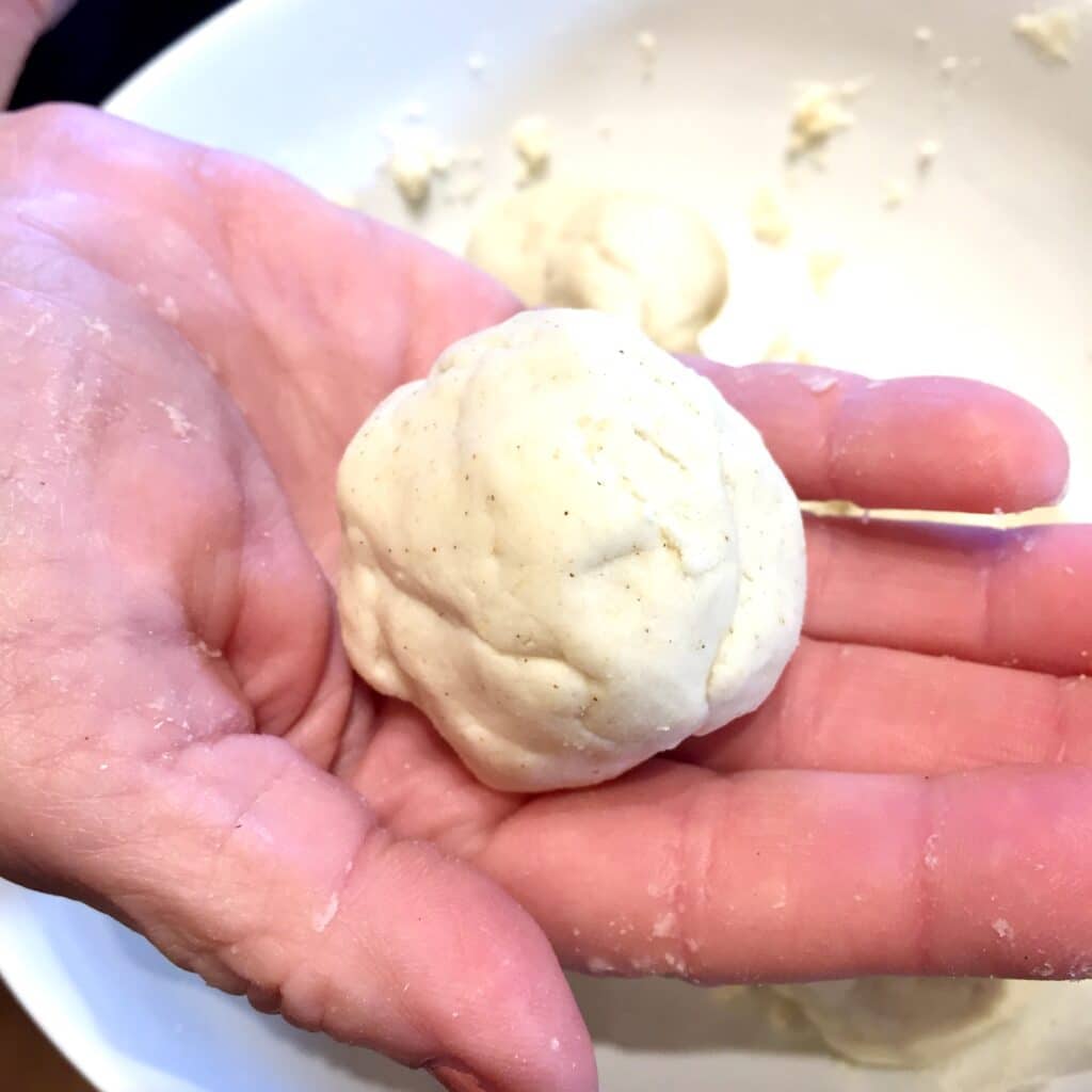 Masa ball in the palm of a hand