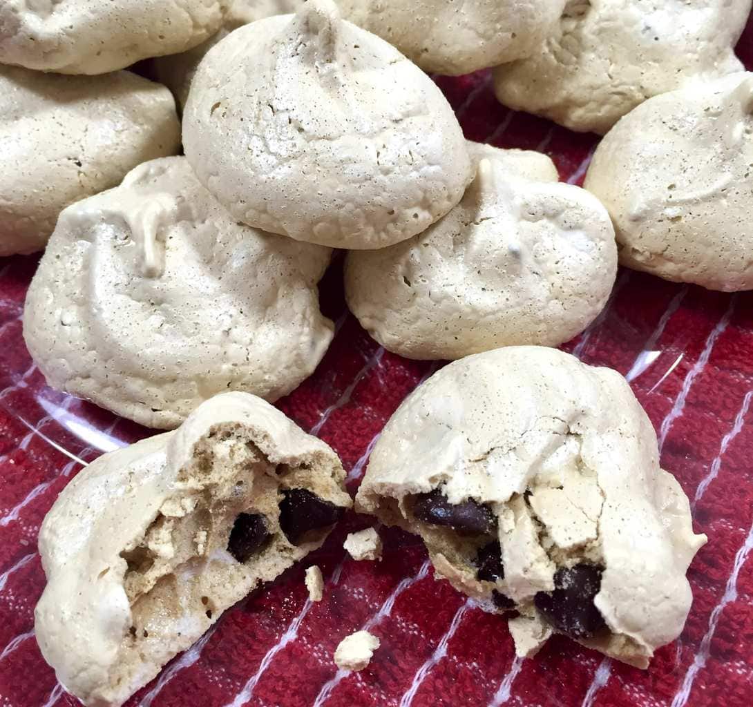 Espresso Meringues with Chocolate Chips