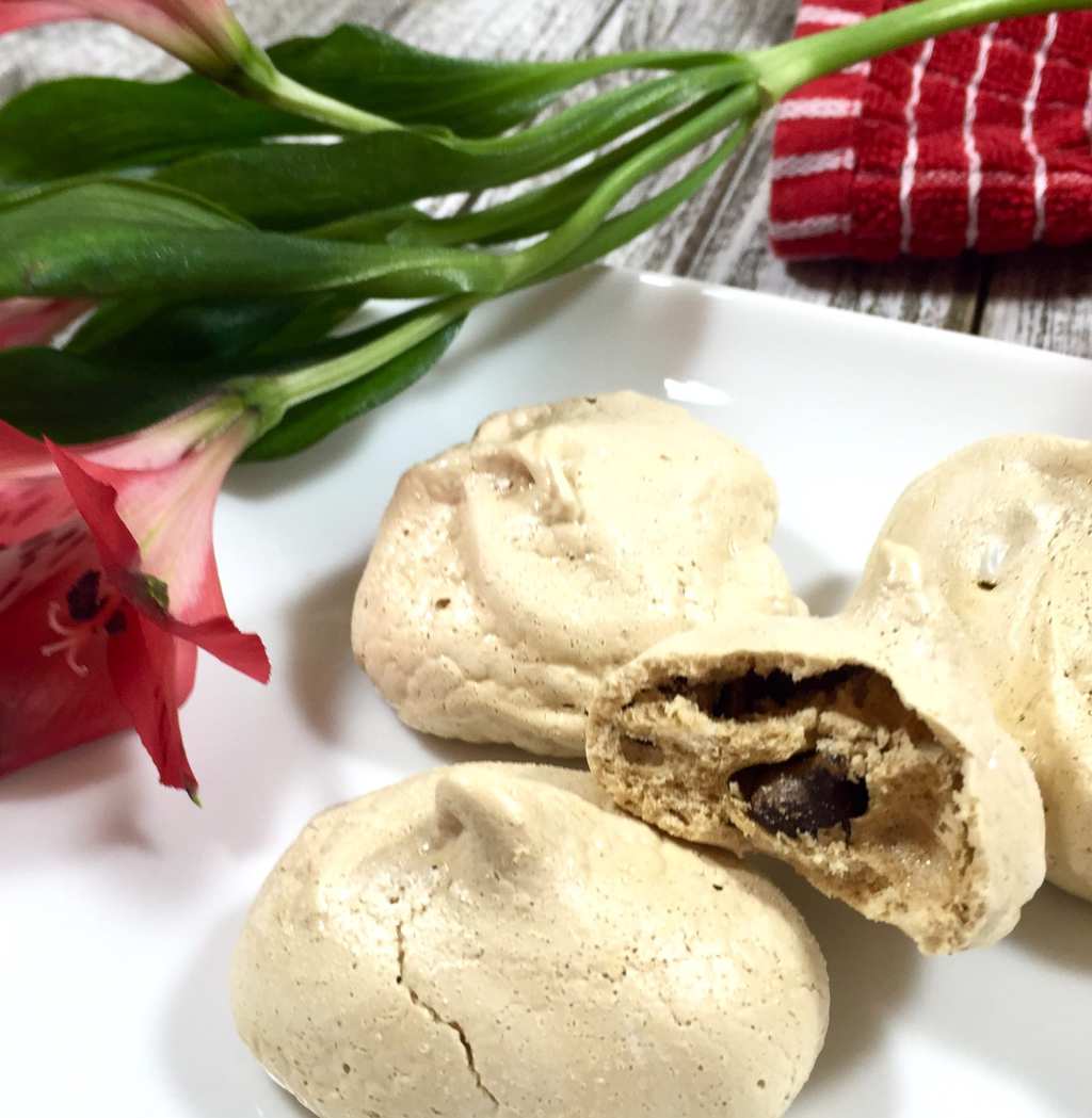 Espresso Meringues with Chocolate Chips