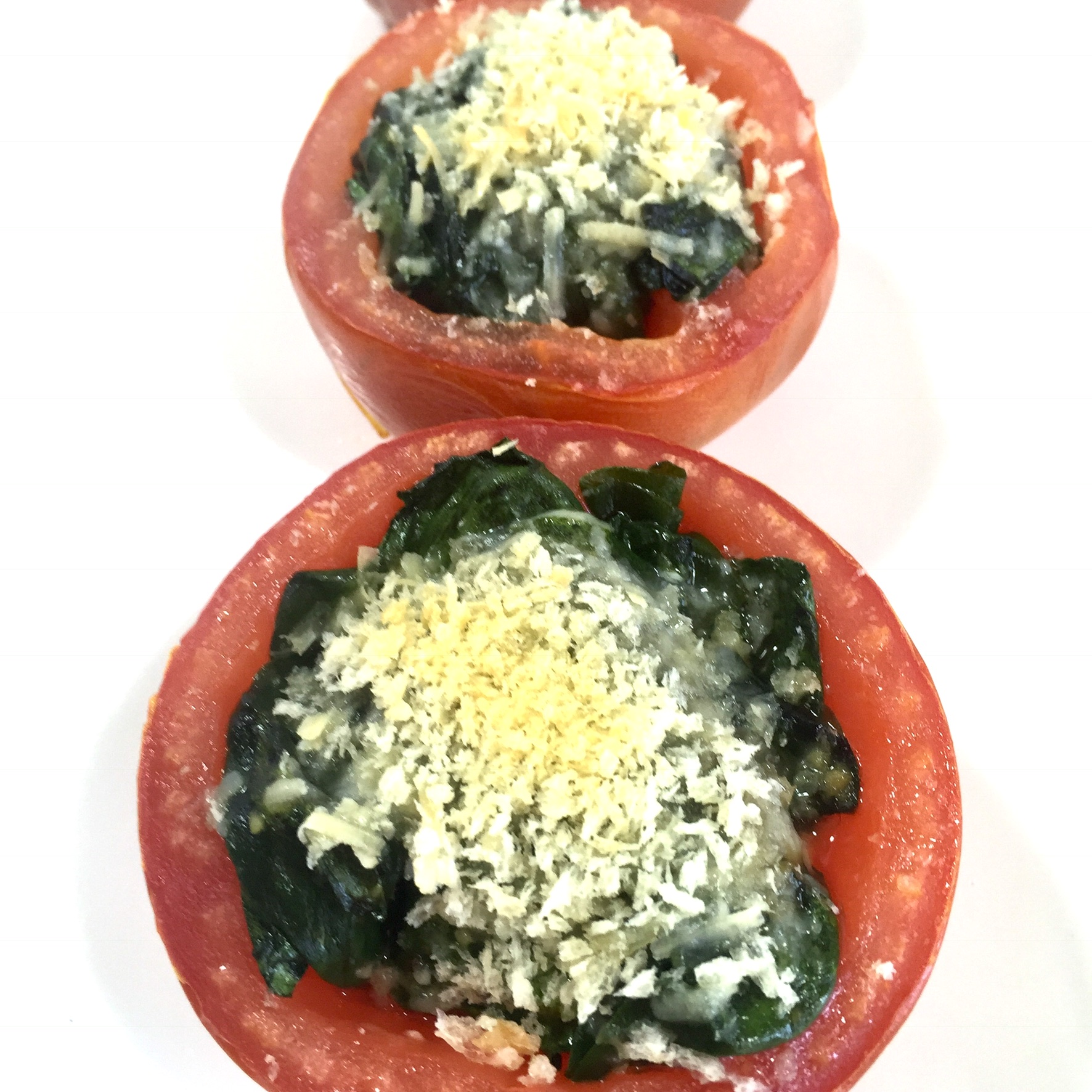 Roasted Tomatoes with Spinach and Parmesan