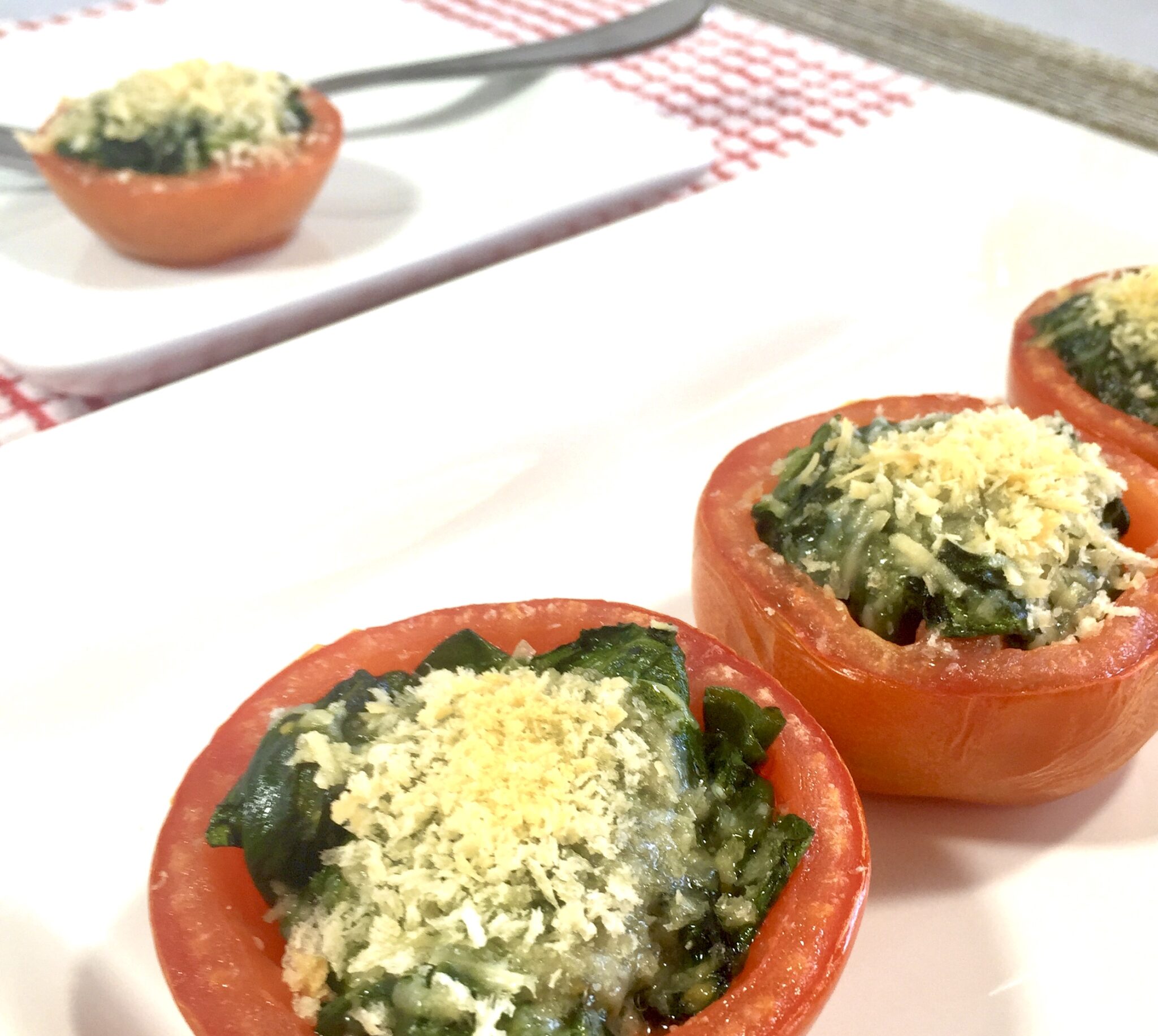 Roasted Tomatoes with Spinach and Parmesan