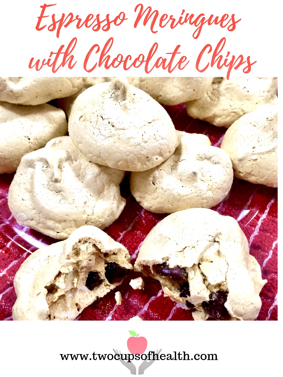 Espresso Meringues with Chocolate Chips Pinterest Pin