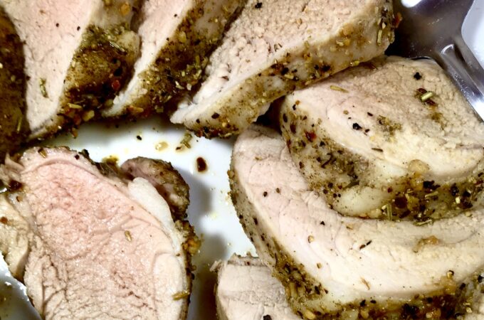 Pork Tenderloin with Rosemary, Fennel and Sage Pinterest Pin