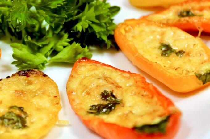 Easy Sweet Pepper Poppers on a white plate