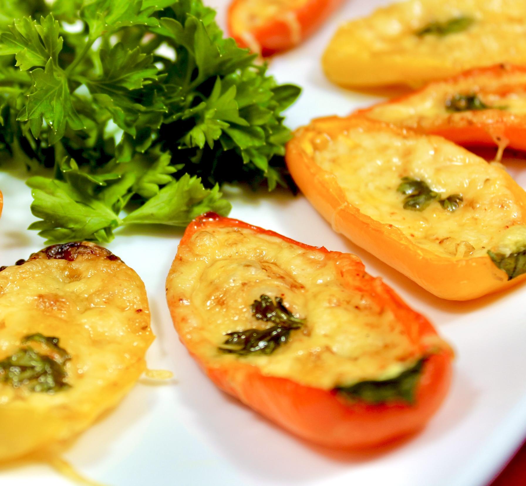 Easy Sweet Pepper Poppers on a white plate