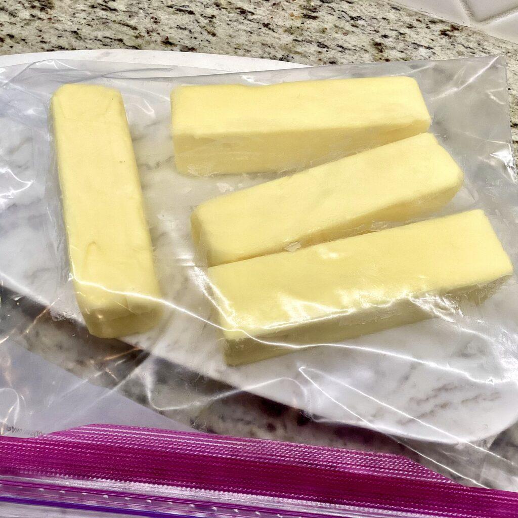 4 sticks of butter in a gallon zip lock bag